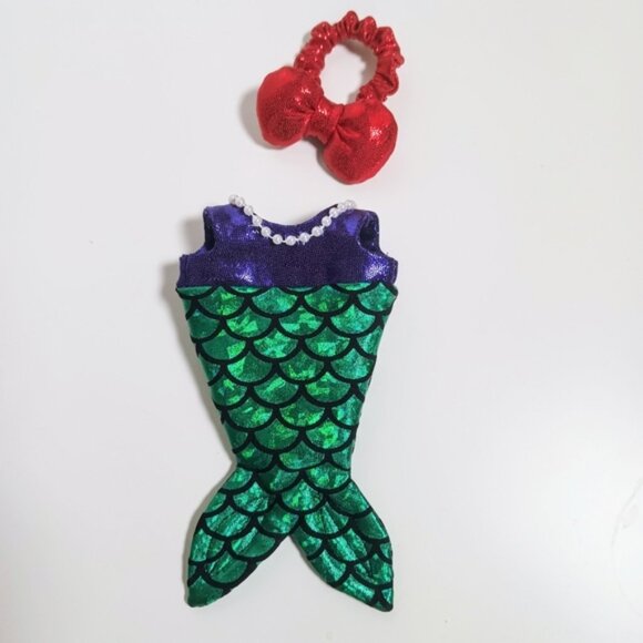 Custom Little Mermaid Ariel Outift and Metallic Bow Made to fit Labubu - Picture 7 of 7